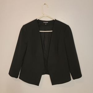 Express Women's Stretch White Open Front Cropped Blazer Asymmetrical Hem Size 12